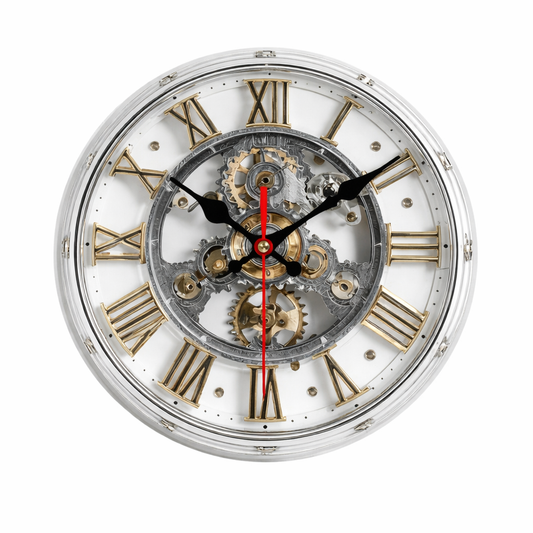 Gearwood - Vintage Mechanical 2D Wall Clock with Roman Numerals 0