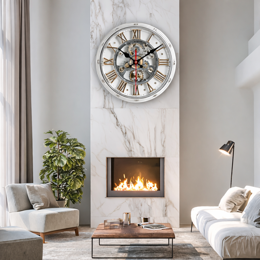 Gearwood - Vintage Mechanical 2D Wall Clock with Roman Numerals 2