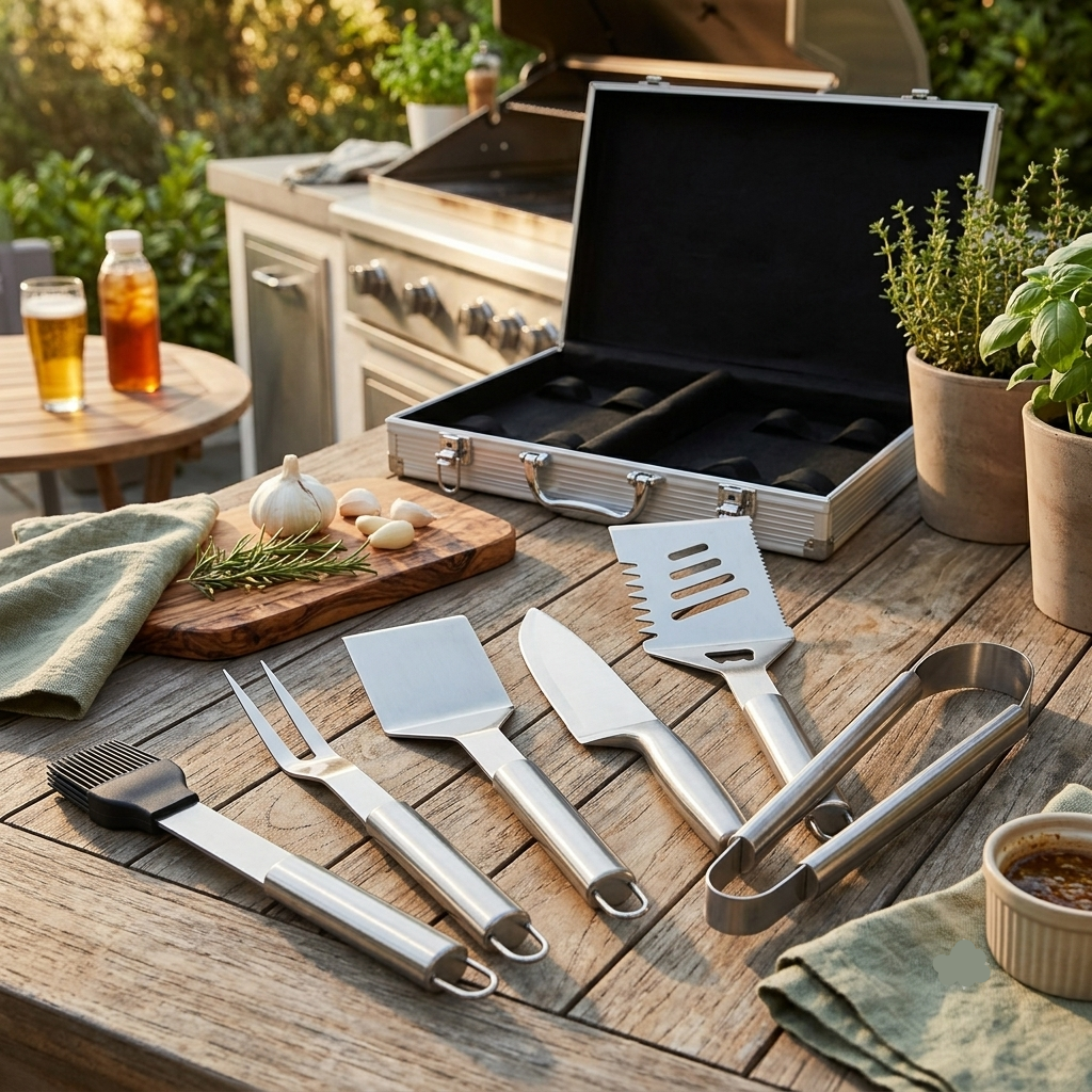GRILLMASTER – Edelstahl-Grillwerkzeug-Set mit Tragetasche