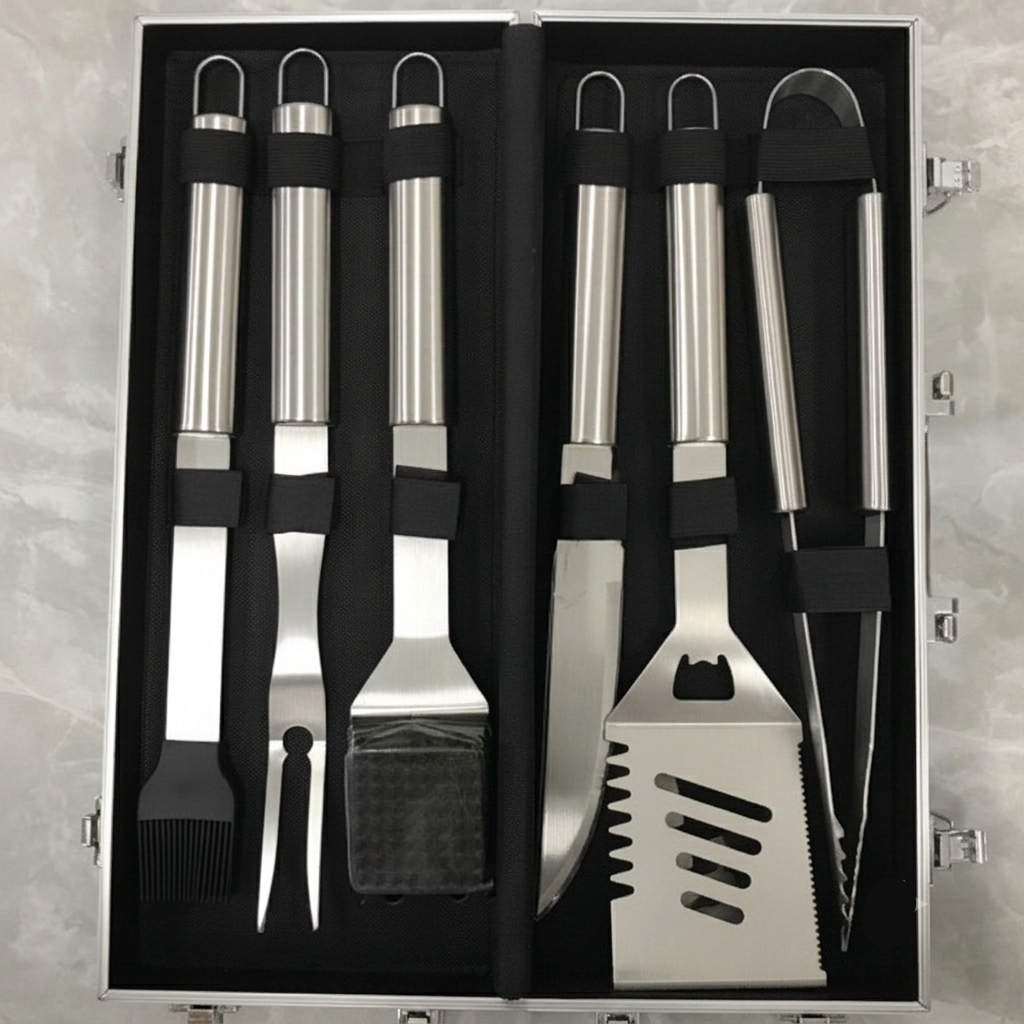 GRILLMASTER – Edelstahl-Grillwerkzeug-Set mit Tragetasche