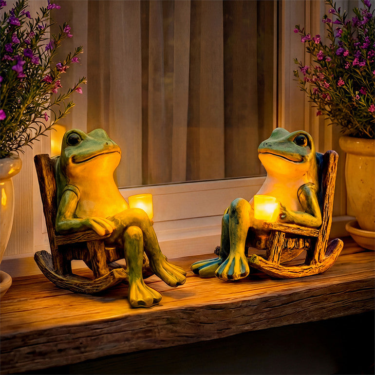 Glowing Garden Frog Statue - Solar-Powered Outdoor Decor with Automatic Illumination 3