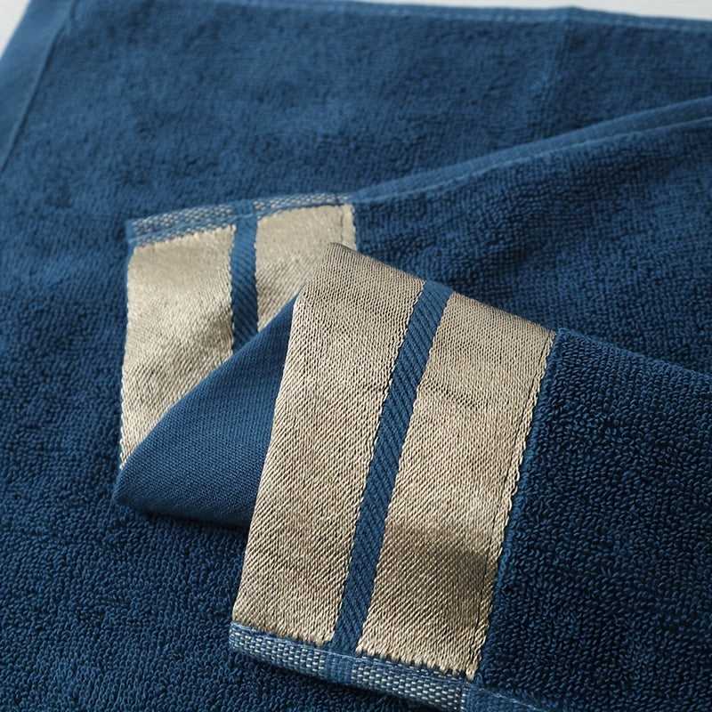 GoldenWeave - Luxury 5-Piece Bath Towel Set, Soft 100% Cotton, Gold Stripes 8