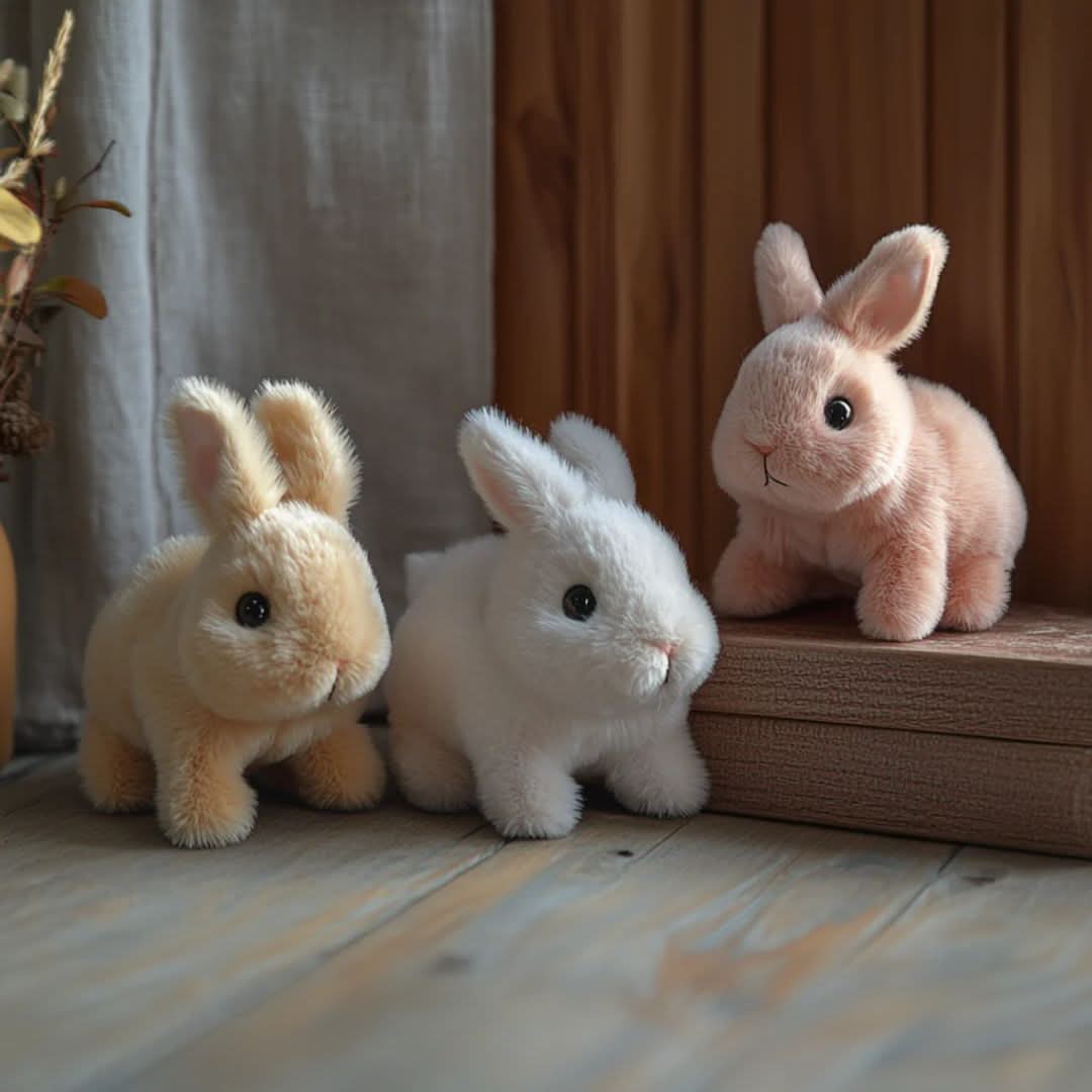 HOPBUDDY - Animated plush bunny toy with realistic hopping, ear movement, and soft cuddly design for kids and playtime fun 3