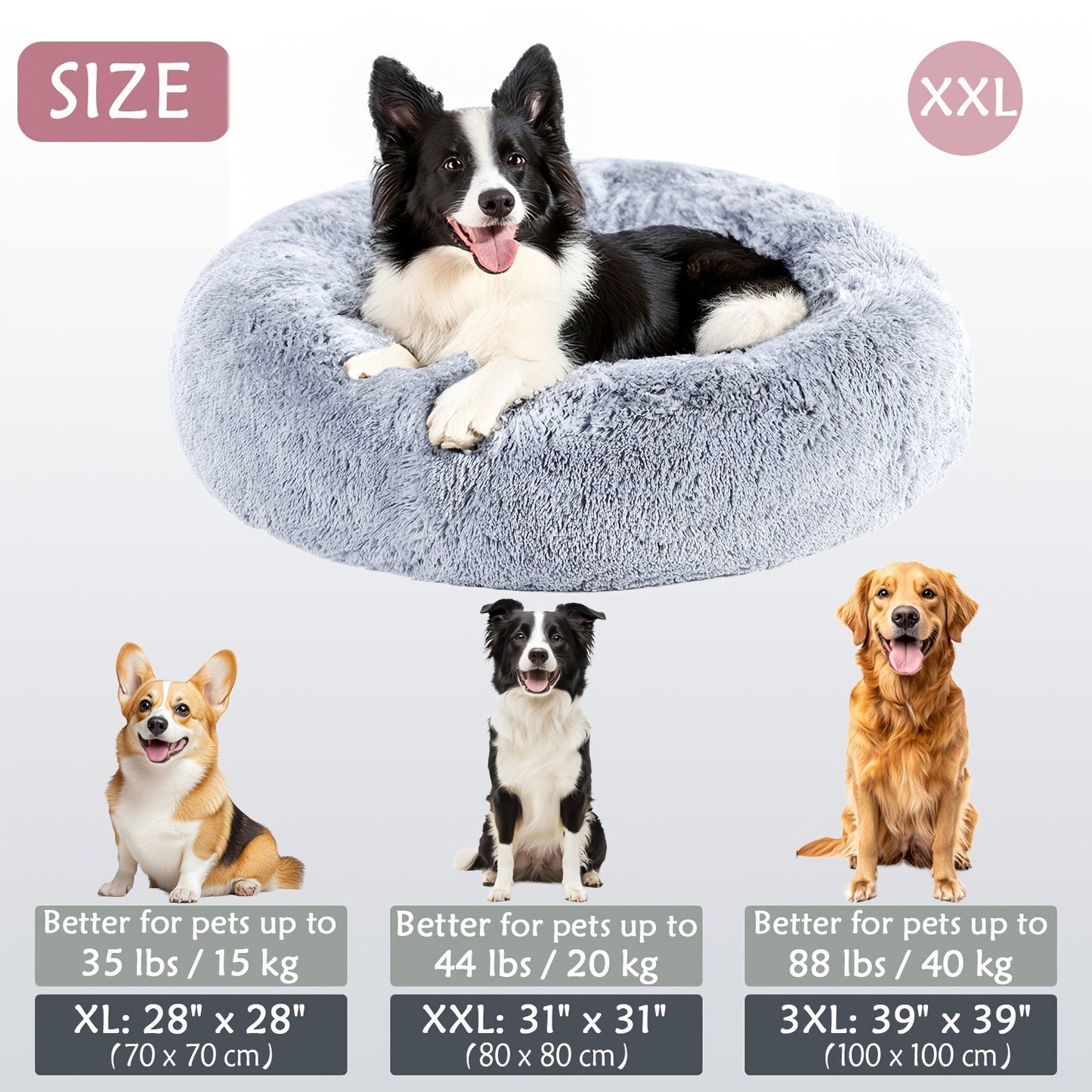 HUGAFUR - Ultra-Soft Faux Fur Dog Bed for Large Dogs & Cats, Anxiety Relief 7