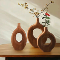 Handcrafted Nordic Style Wooden Flower Vase - Unique Decorative Bud Vases 1
