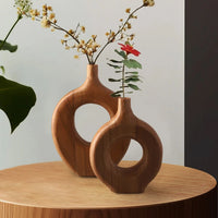 Handcrafted Nordic Style Wooden Flower Vase - Unique Decorative Bud Vases 3
