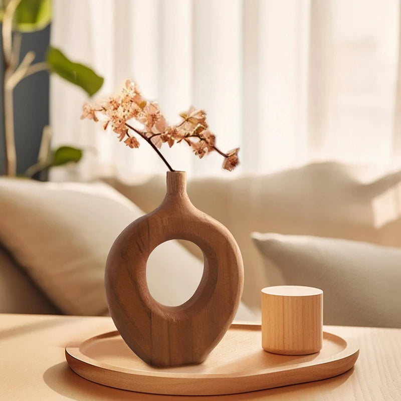 Handcrafted Nordic Style Wooden Flower Vase - Unique Decorative Bud Vases 4