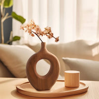 Handcrafted Nordic Style Wooden Flower Vase - Unique Decorative Bud Vases 4
