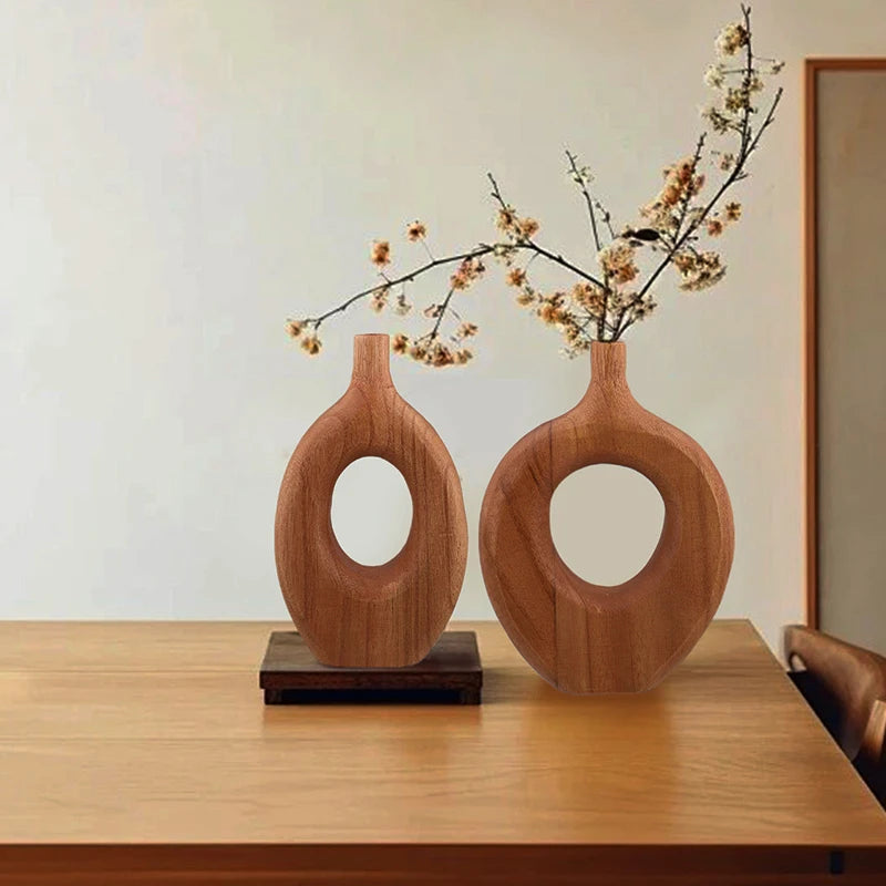 Handcrafted Nordic Style Wooden Flower Vase - Unique Decorative Bud Vases 5