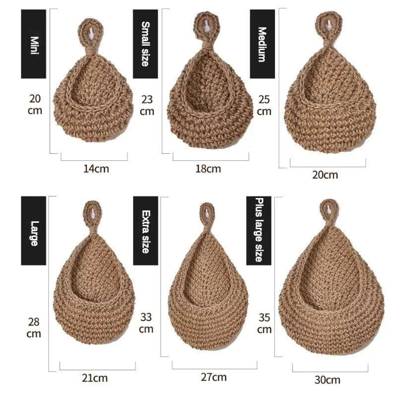 Handwoven Wall-Mounted Basket Organizer - Durable Hemp Rope for Fruits & Vegetables 5