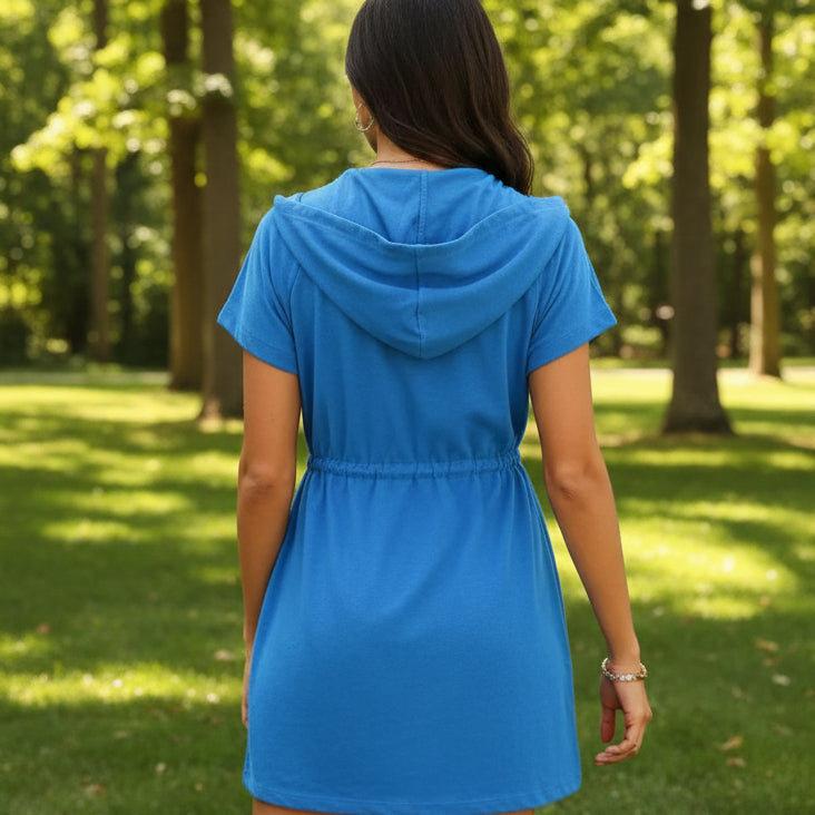 Hooded Terry Cloth Swim Cover-Up with Zipper Pockets for Beach & Pool 1