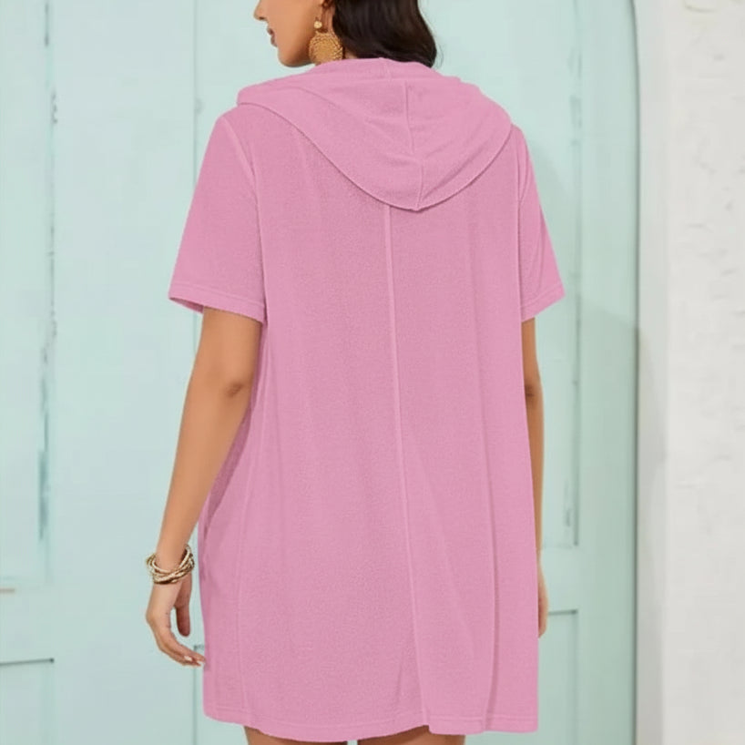 Hooded Terry Cloth Women's Swim Cover Up with Pockets - Stylish Beach & Swimsuit Cover Up 3