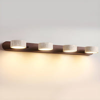 Indoor LED Wall Light - Natural Travertine & Wood Wall Sconce with Integrated Lighting 13