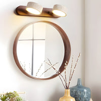 Indoor LED Wall Light - Natural Travertine & Wood Wall Sconce with Integrated Lighting 2