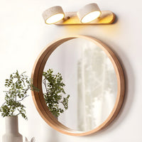 Indoor LED Wall Light - Natural Travertine & Wood Wall Sconce with Integrated Lighting 3