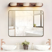 Indoor LED Wall Light - Natural Travertine & Wood Wall Sconce with Integrated Lighting 6