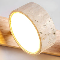 Indoor LED Wall Light - Natural Travertine & Wood Wall Sconce with Integrated Lighting 7