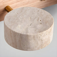 Indoor LED Wall Light - Natural Travertine & Wood Wall Sconce with Integrated Lighting 8