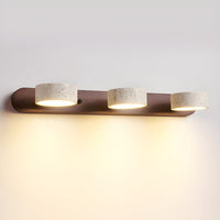 Indoor LED Wall Light - Natural Travertine & Wood Wall Sconce with Integrated Lighting 9