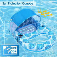 Inflatable Pool Float Lounger for Adults with Sunshade Canopy & Cup Holder 2