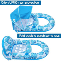 Inflatable Pool Float Lounger for Adults with Sunshade Canopy & Cup Holder 4