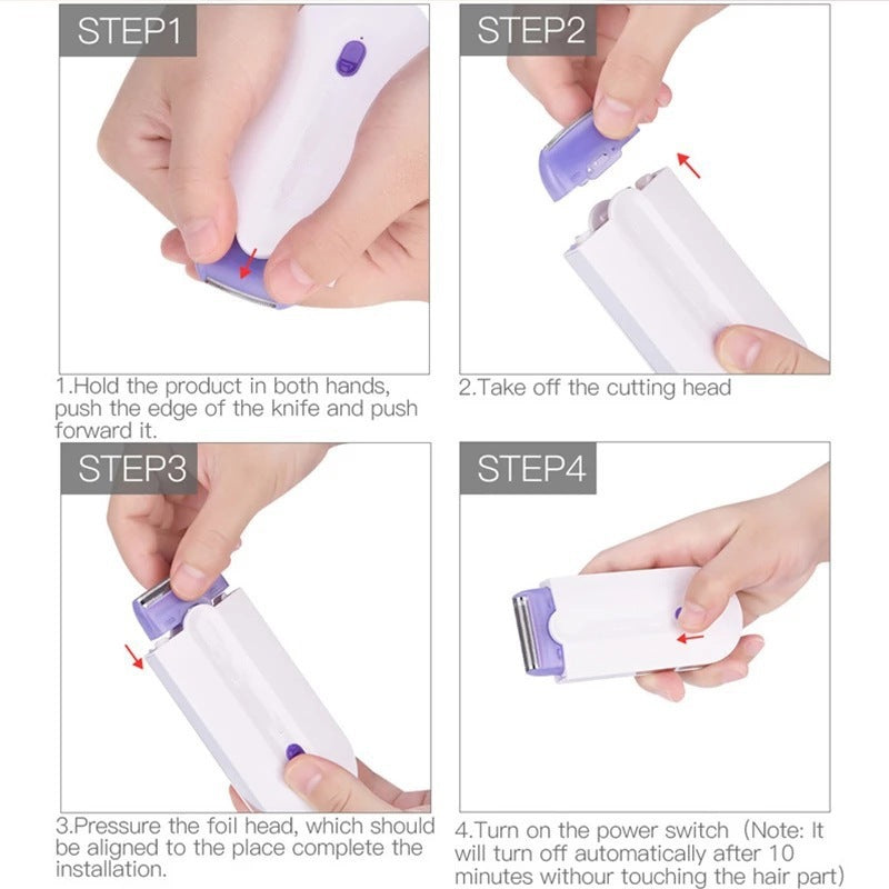 Instant Hair Eraser - Cordless Pain-Free Hair Removal Device with Rechargeable Battery and Interchangeable Heads 6