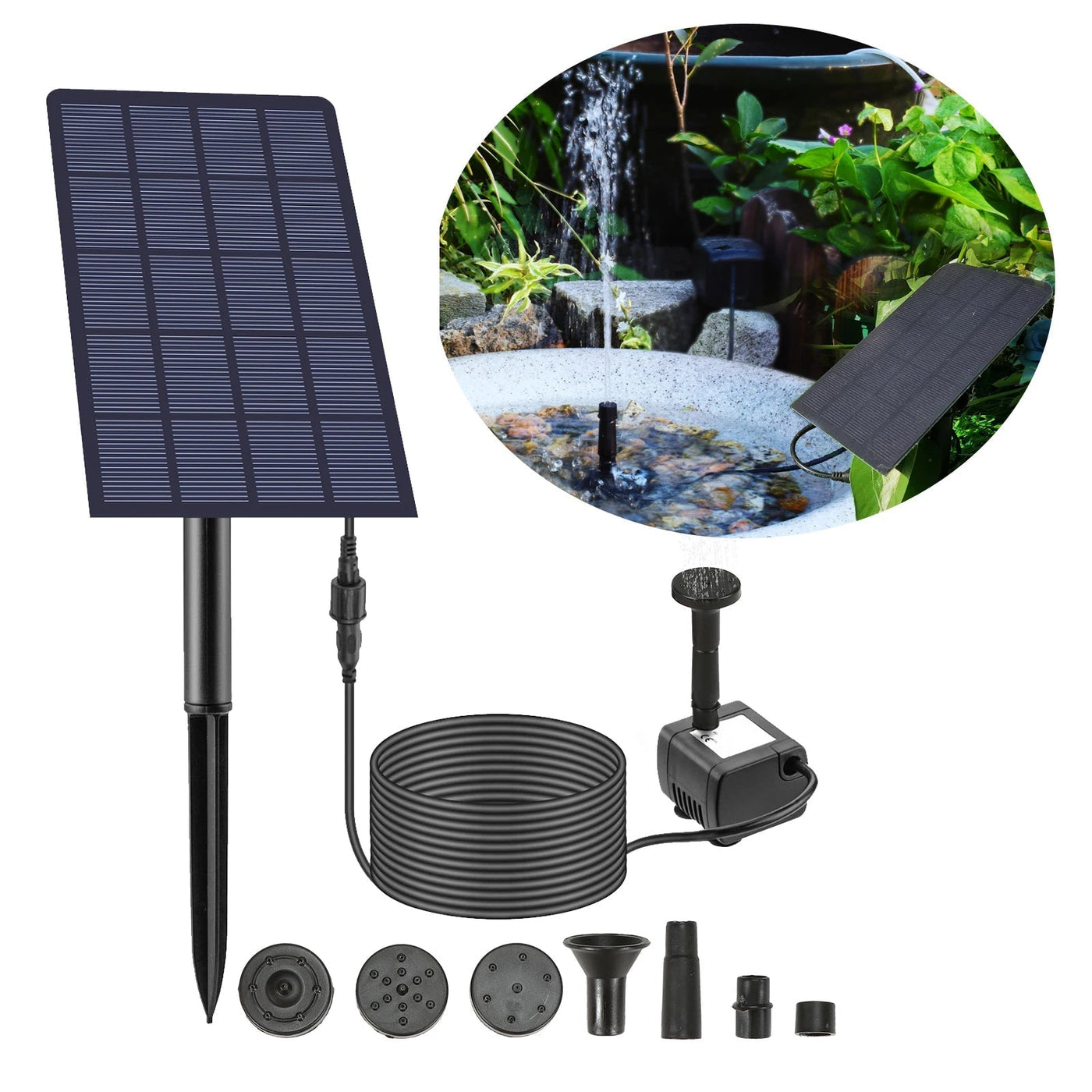 LUMISOAR - 6-in-1 Solar Fountain with 4 Nozzles for Garden & Pond 0