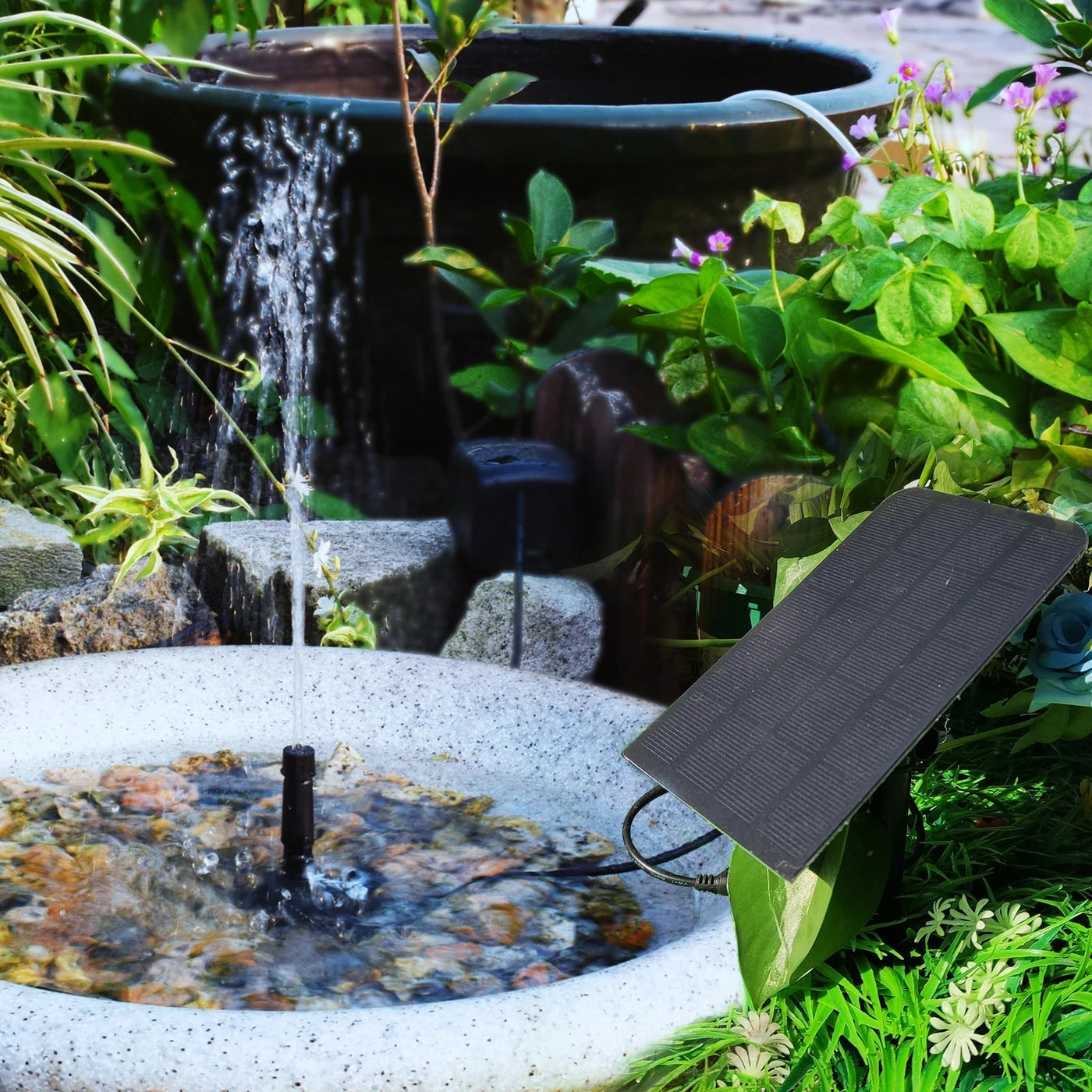 LUMISOAR - 6-in-1 Solar Fountain with 4 Nozzles for Garden & Pond 3