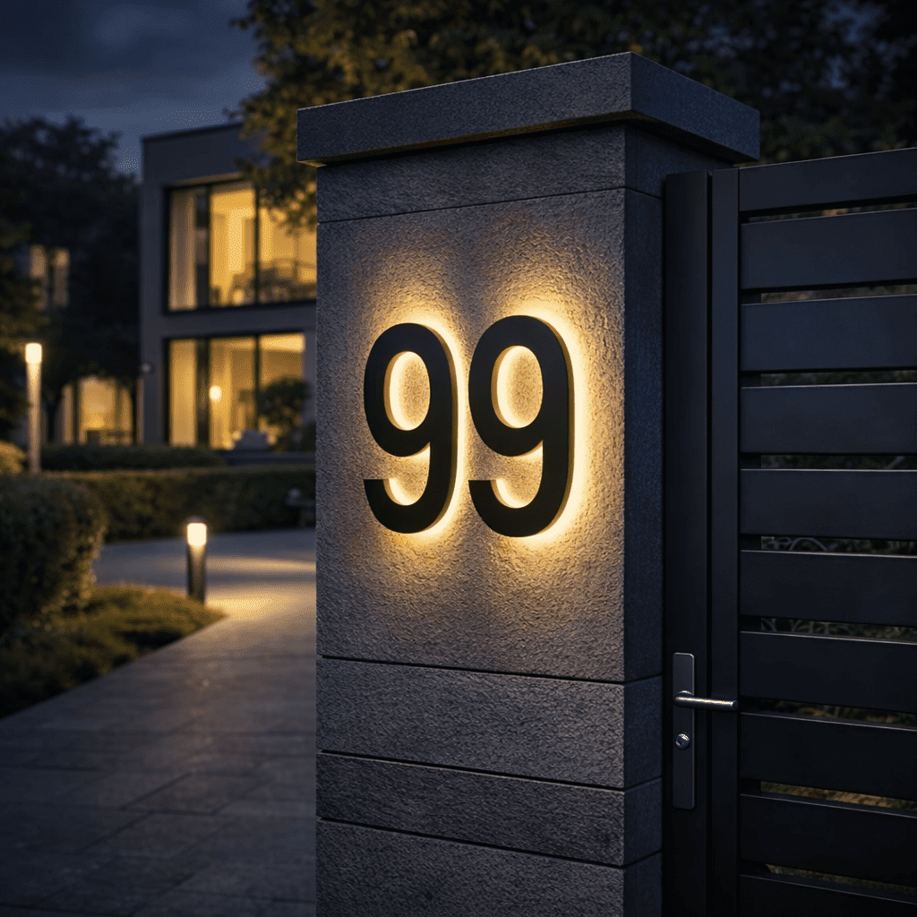 Lichtzeichen - Modern LED House Number Sign with Custom Size & Waterproof Design 0