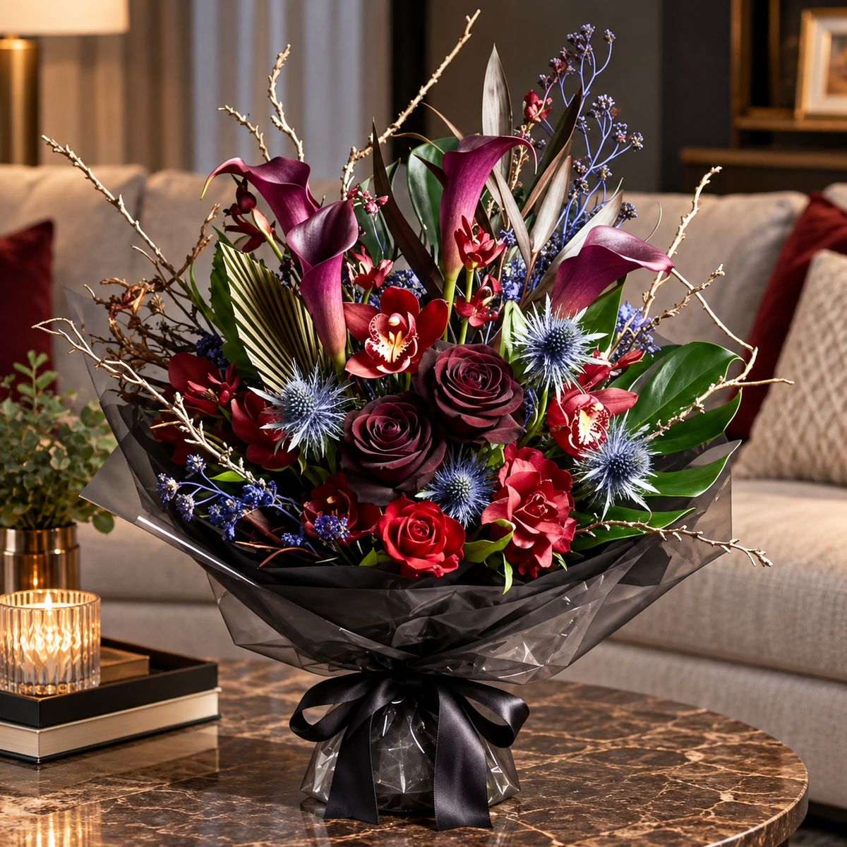 NOCTIFLORA – Artificial Halloween Calla Bouquet for Gothic Elegance