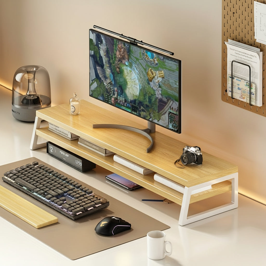 MODERNLIFT - Ergonomic Wooden Monitor Stand with Integrated Storage 5