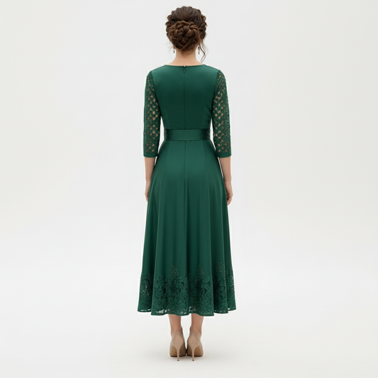 ELEGANZA – Women's V-Neck Midi Dress Chic Cocktail & Evening Wear