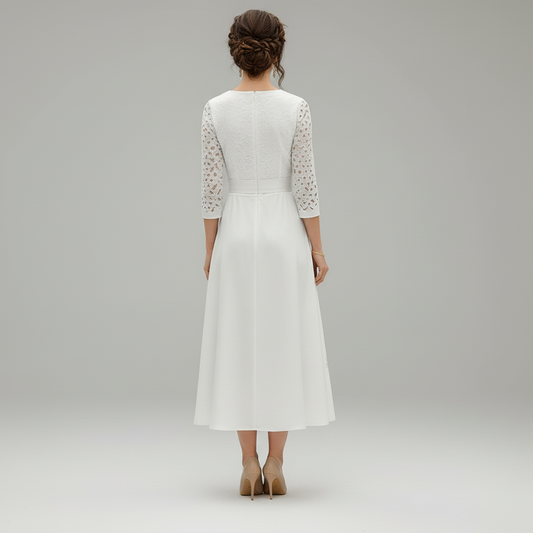 ELEGANZA – Women's V-Neck Midi Dress Chic Cocktail & Evening Wear