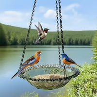 BIRDNEST – Hanging Double Bowl Feeder for Outdoor Bird Watching