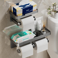 TOILET ROLL - Wall-mounted aluminum toilet paper holder with storage drawer design