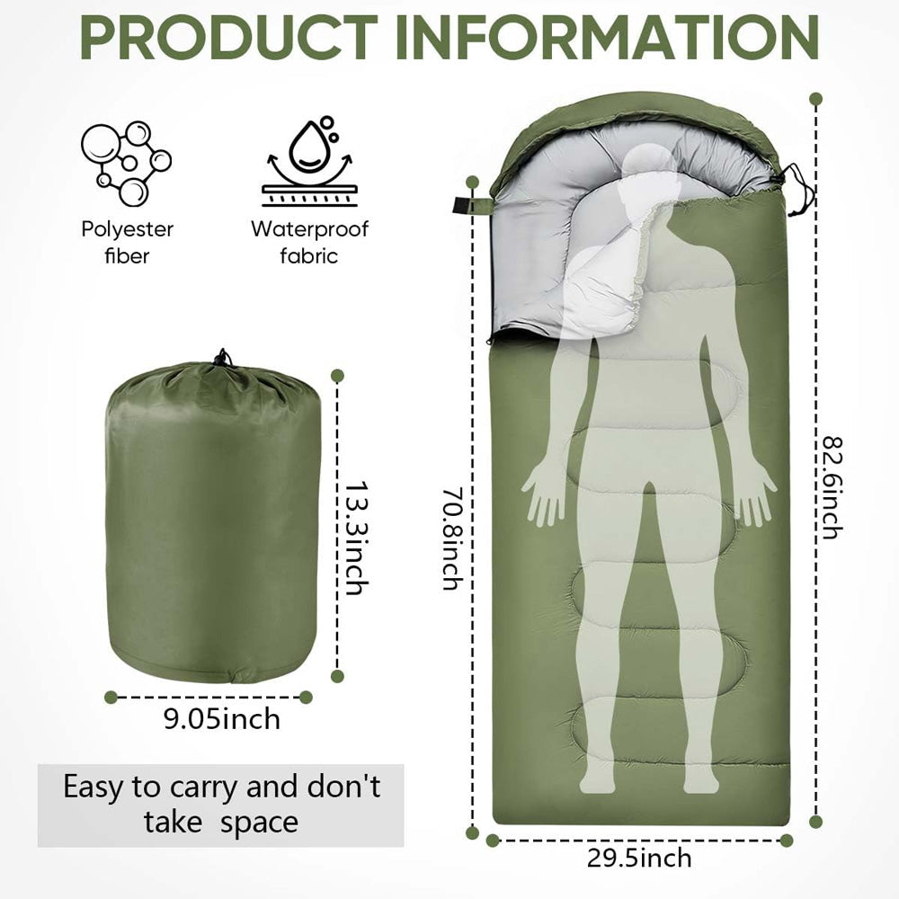 TREKREST – Warm Envelope Sleeping Bag for Camping & Outdoor Adventures
