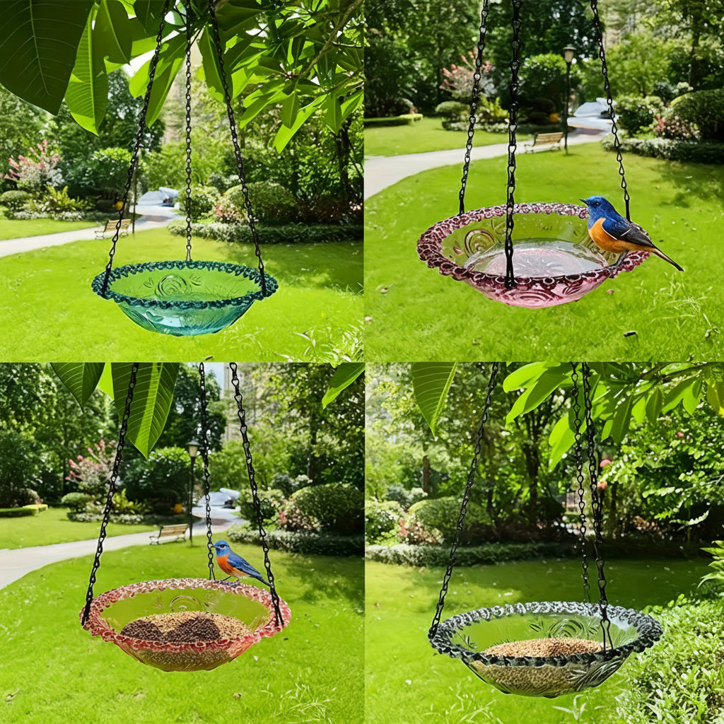 BIRDNEST – Hanging Double Bowl Feeder for Outdoor Bird Watching