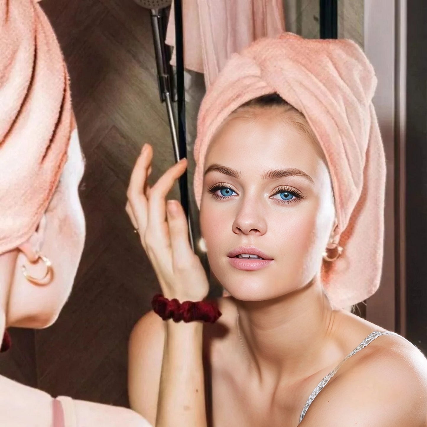 VELVADRY – Coral Velvet Hair Towel Wrap for Fast Drying and Frizz-Reducing Hair Care