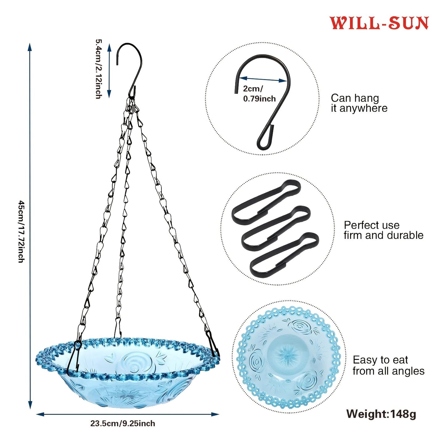 BIRDNEST – Hanging Double Bowl Feeder for Outdoor Bird Watching