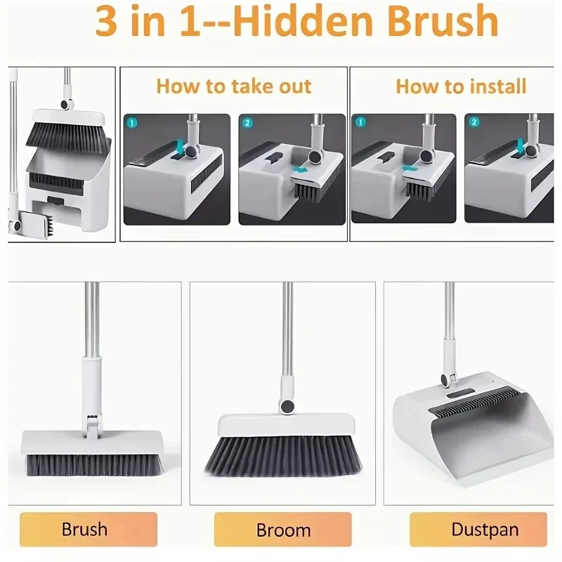 SWEEPVEX – Long Handle Broom, Dustpan & Brush Cleaning Set