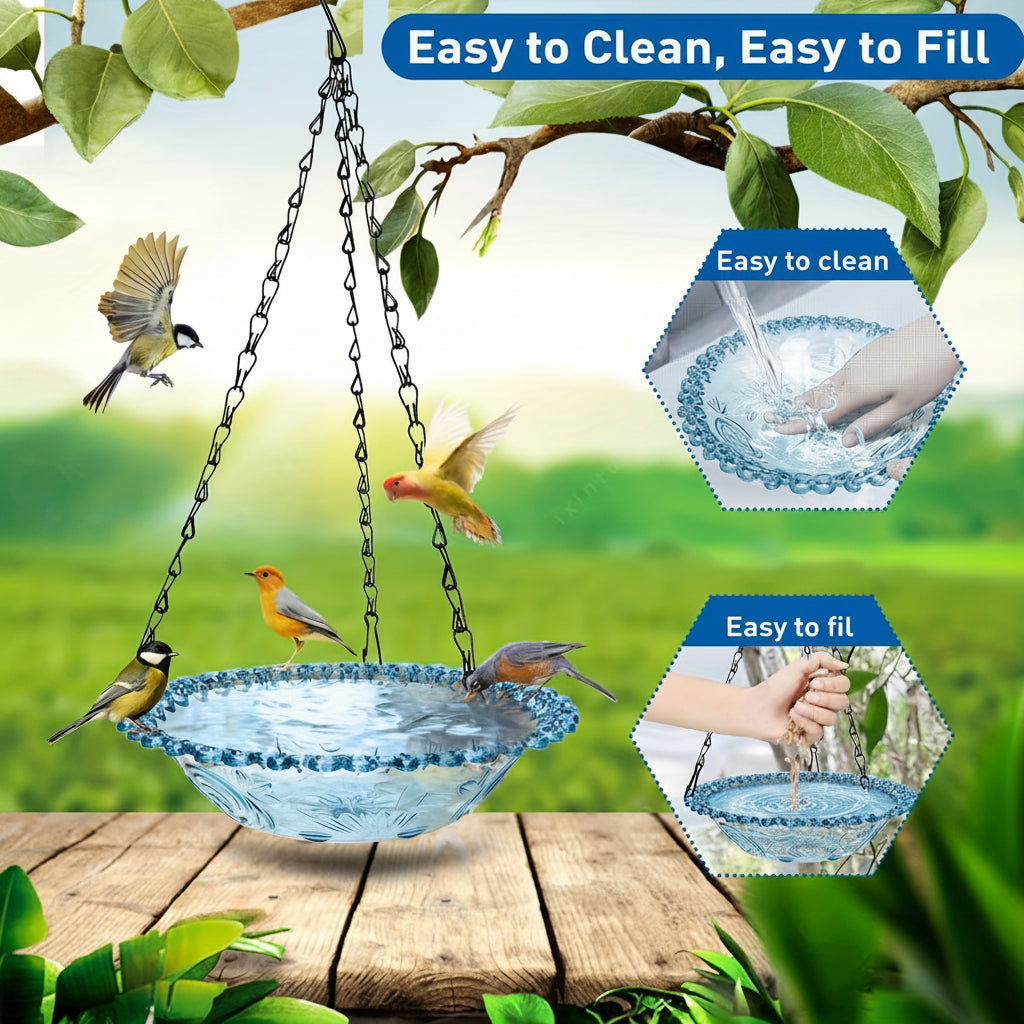 BIRDNEST – Hanging Double Bowl Feeder for Outdoor Bird Watching