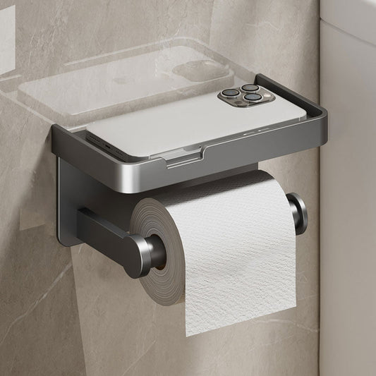 TOILET ROLL - Wall-mounted aluminum toilet paper holder with storage drawer design