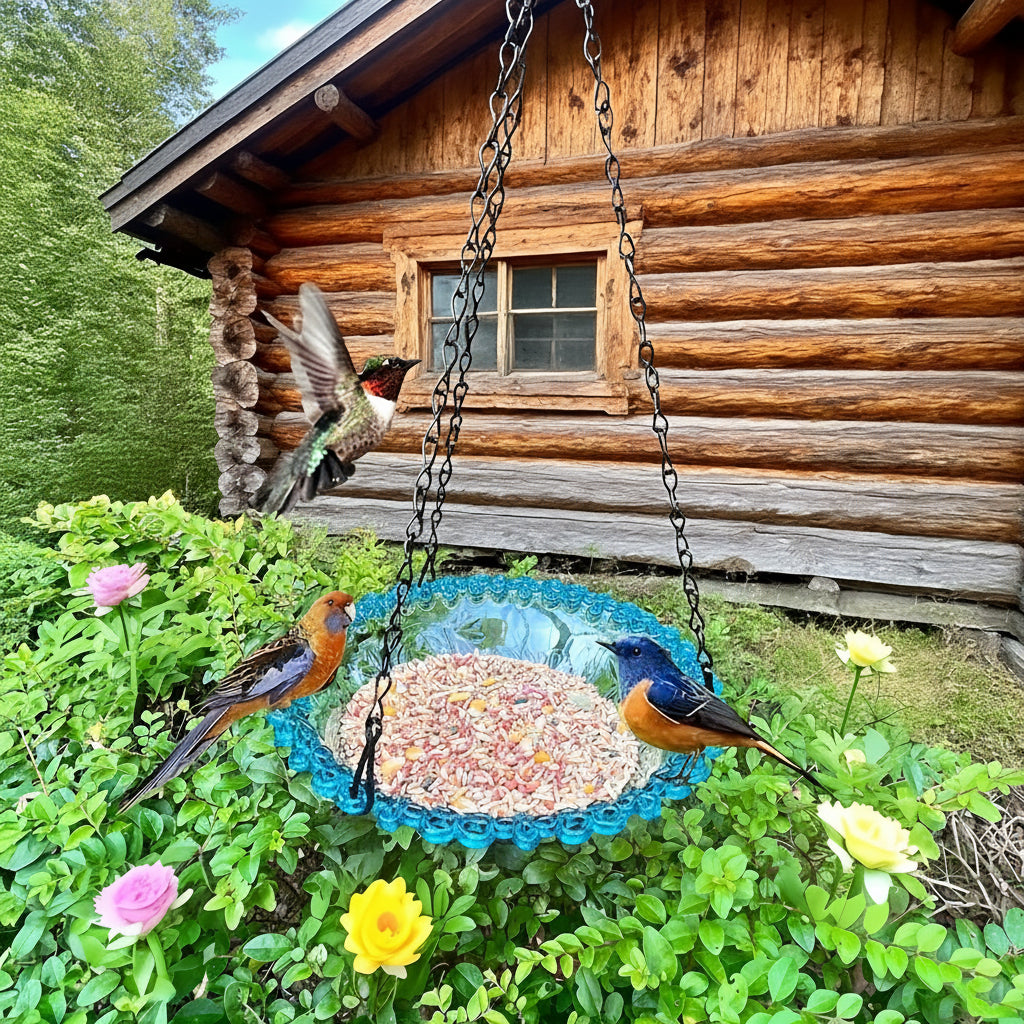BIRDNEST – Hanging Double Bowl Feeder for Outdoor Bird Watching