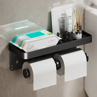 TOILET ROLL - Wall-mounted aluminum toilet paper holder with storage drawer design
