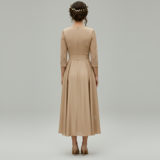 ELEGANZA – Women's V-Neck Midi Dress Chic Cocktail & Evening Wear