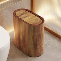 Marble-Look Oval Waste Bin - Stylish Compact Trash Can for Modern Interiors 0