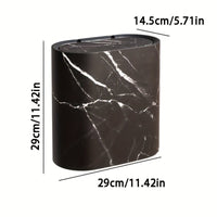Marble-Look Oval Waste Bin - Stylish Compact Trash Can for Modern Interiors 6