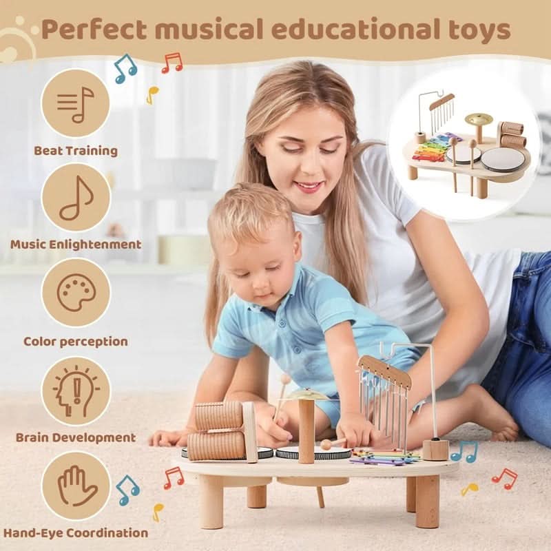 Melodiny - 8-Piece Wooden Musical Toy Set for Creative Learning and Play 3