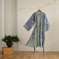 NATUREROBE - Organic cotton kimono bathrobe with breathable gauze fabric and reversible design for relaxed, everyday comfort and natural elegance 2