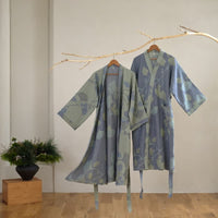 NATUREROBE - Organic cotton kimono bathrobe with breathable gauze fabric and reversible design for relaxed, everyday comfort and natural elegance 3